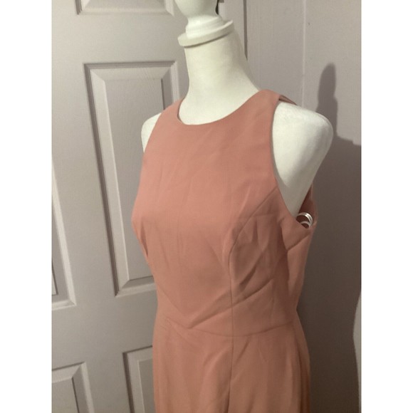 DESSY 3029 DIAMOND CUTOUT BACK TRUMPET GOWN FRONT SLIT DESERT ROSE 8 NEW - Picture 3 of 12